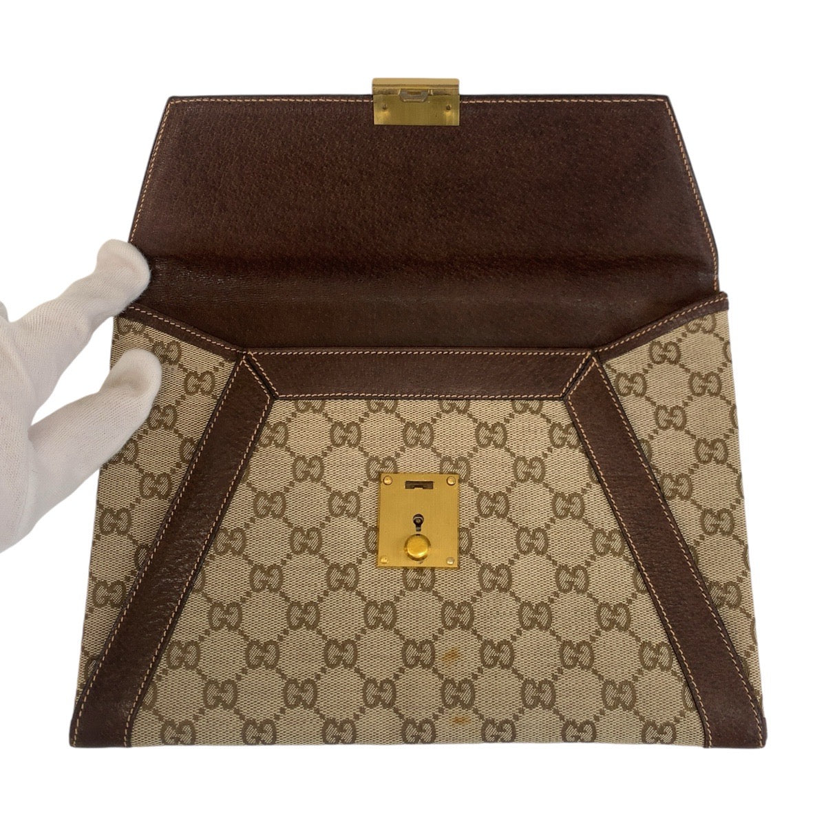 Gucci Brown Leather Clutch Bag