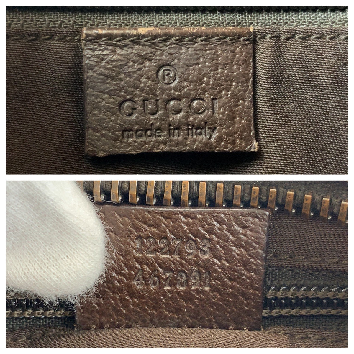 Gucci Brown Beige GG Canvas Leather Messenger Bag