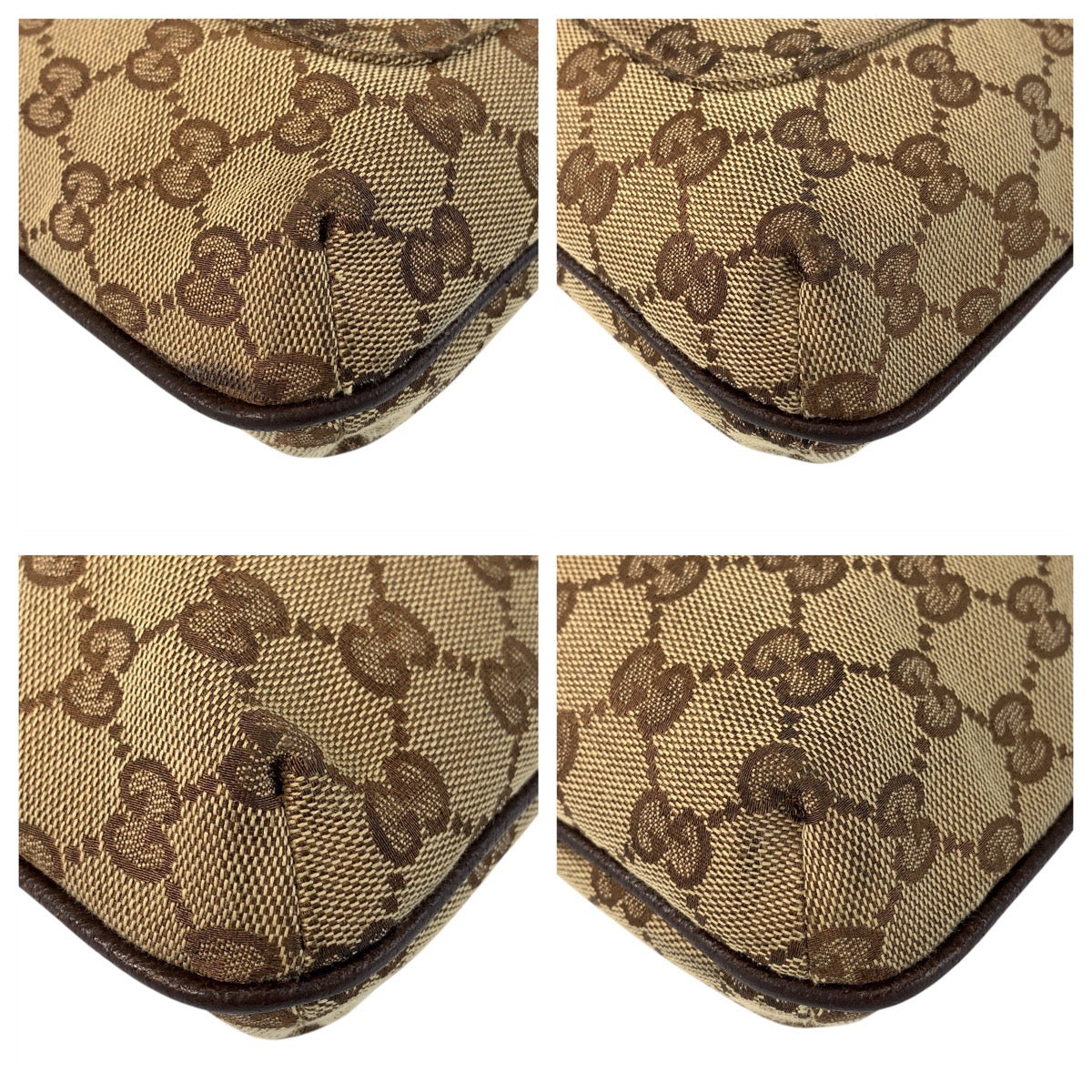 Gucci Brown Beige GG Canvas Leather Messenger Bag