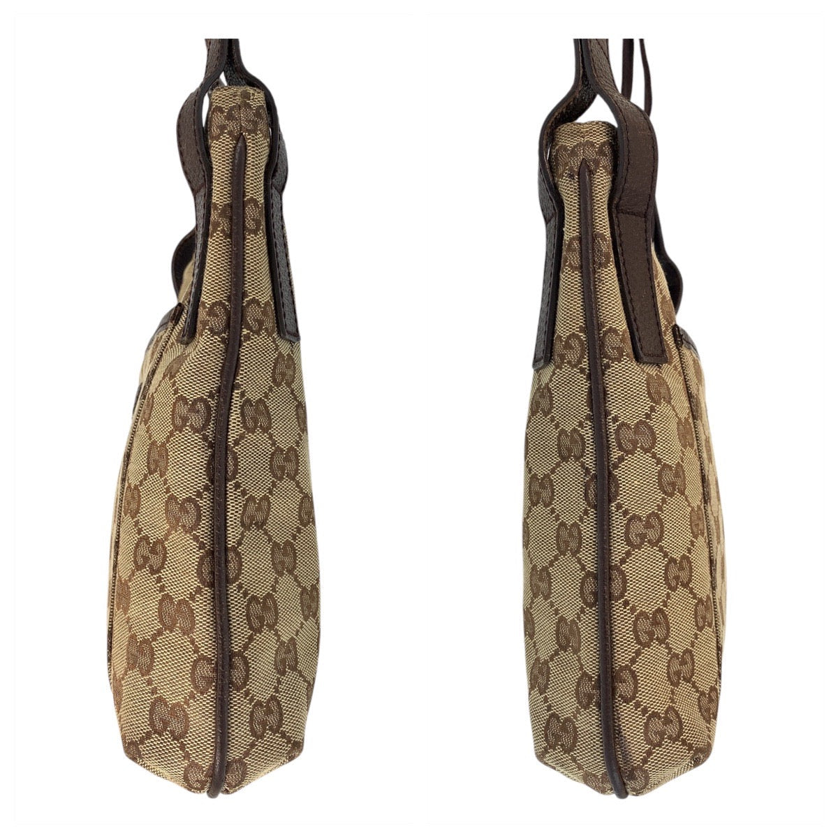 Gucci Brown Beige GG Canvas Leather Messenger Bag