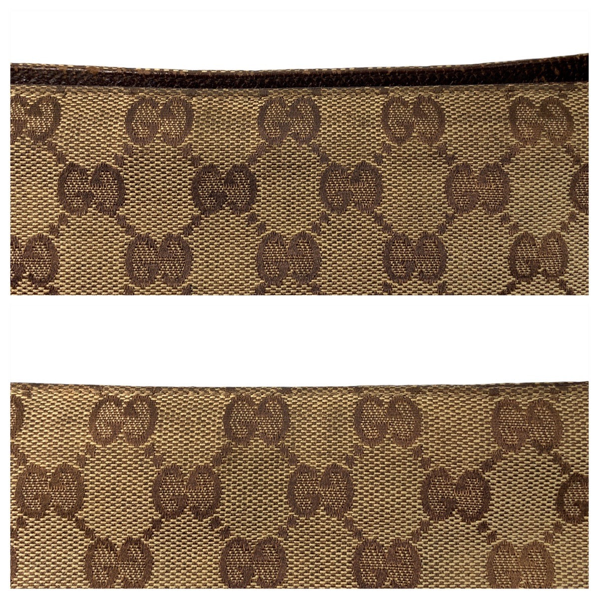 Gucci Brown Beige GG Canvas Leather Messenger Bag