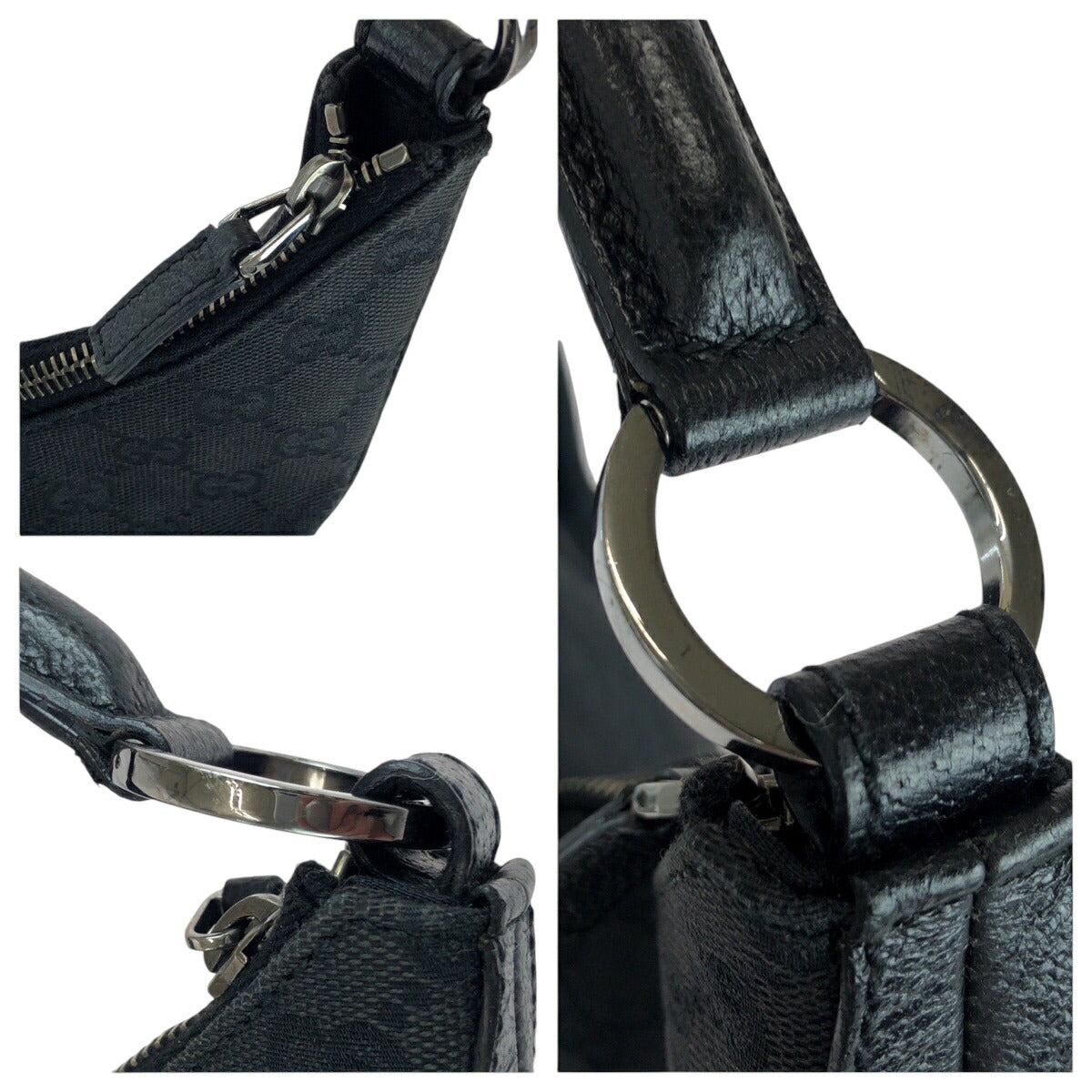 Gucci Black GG Canvas Hobo Shoulder Bag