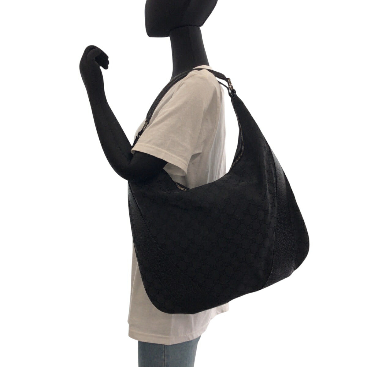 Gucci Black GG Canvas Hobo Shoulder Bag