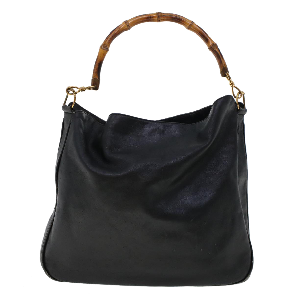 GUCCI Bamboo Shoulder Bag Leather 2way Black 46000