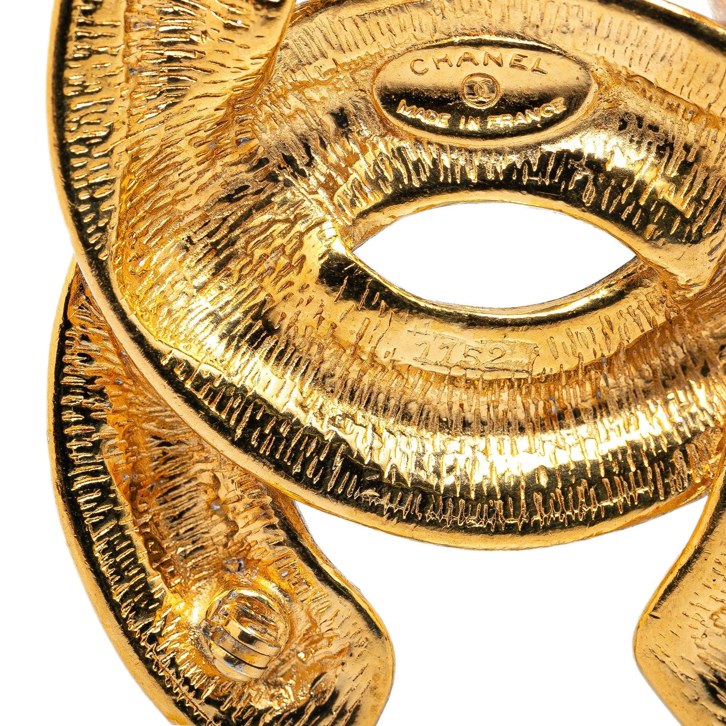 Gold Chanel Gold Plated CC Quilted Brooch