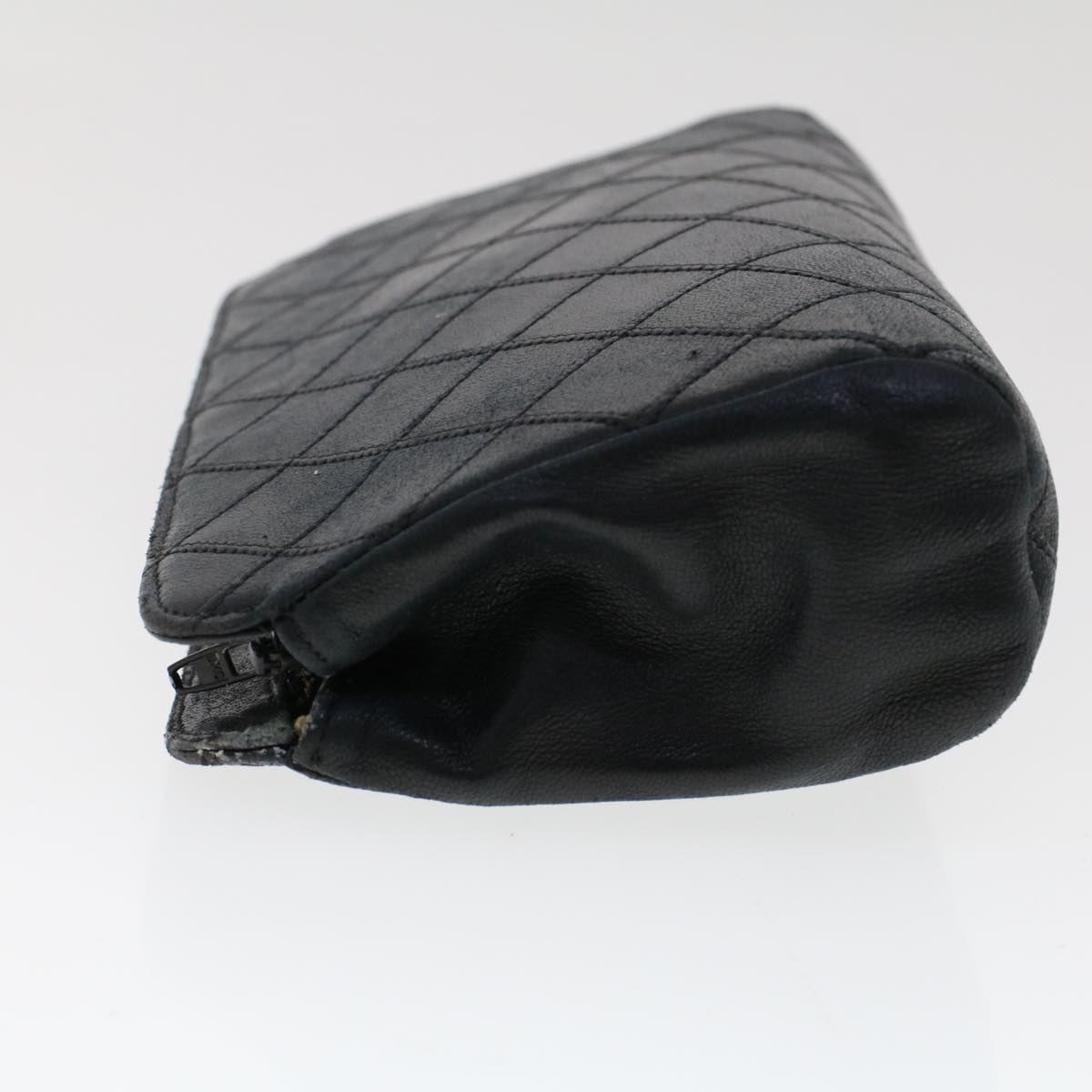 CHANEL Pouch Lamb Skin Black CC 47074