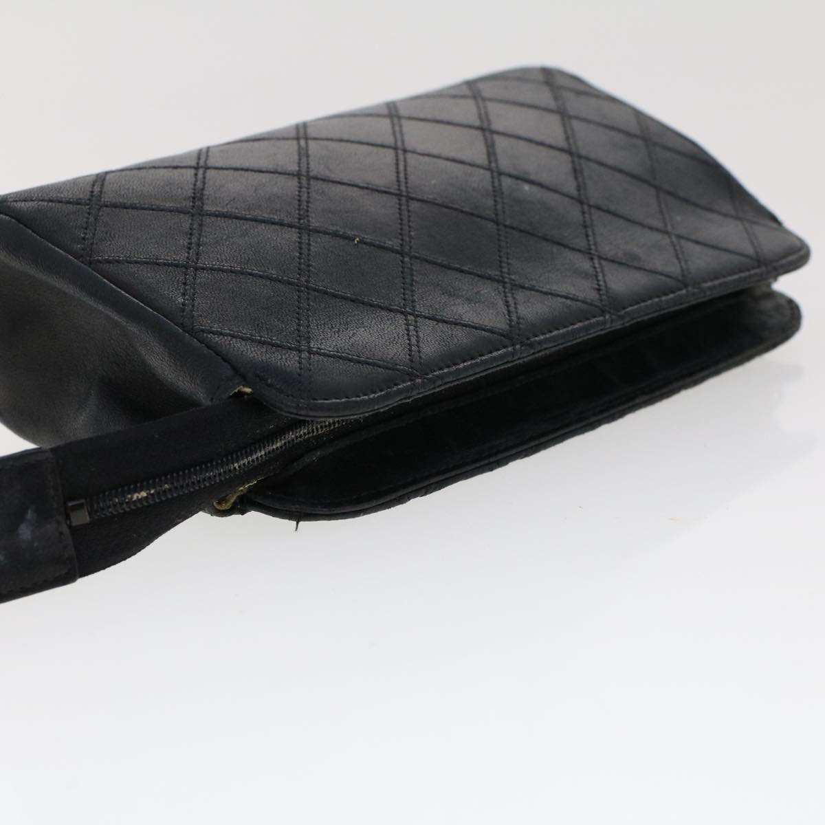 CHANEL Pouch Lamb Skin Black CC 47074
