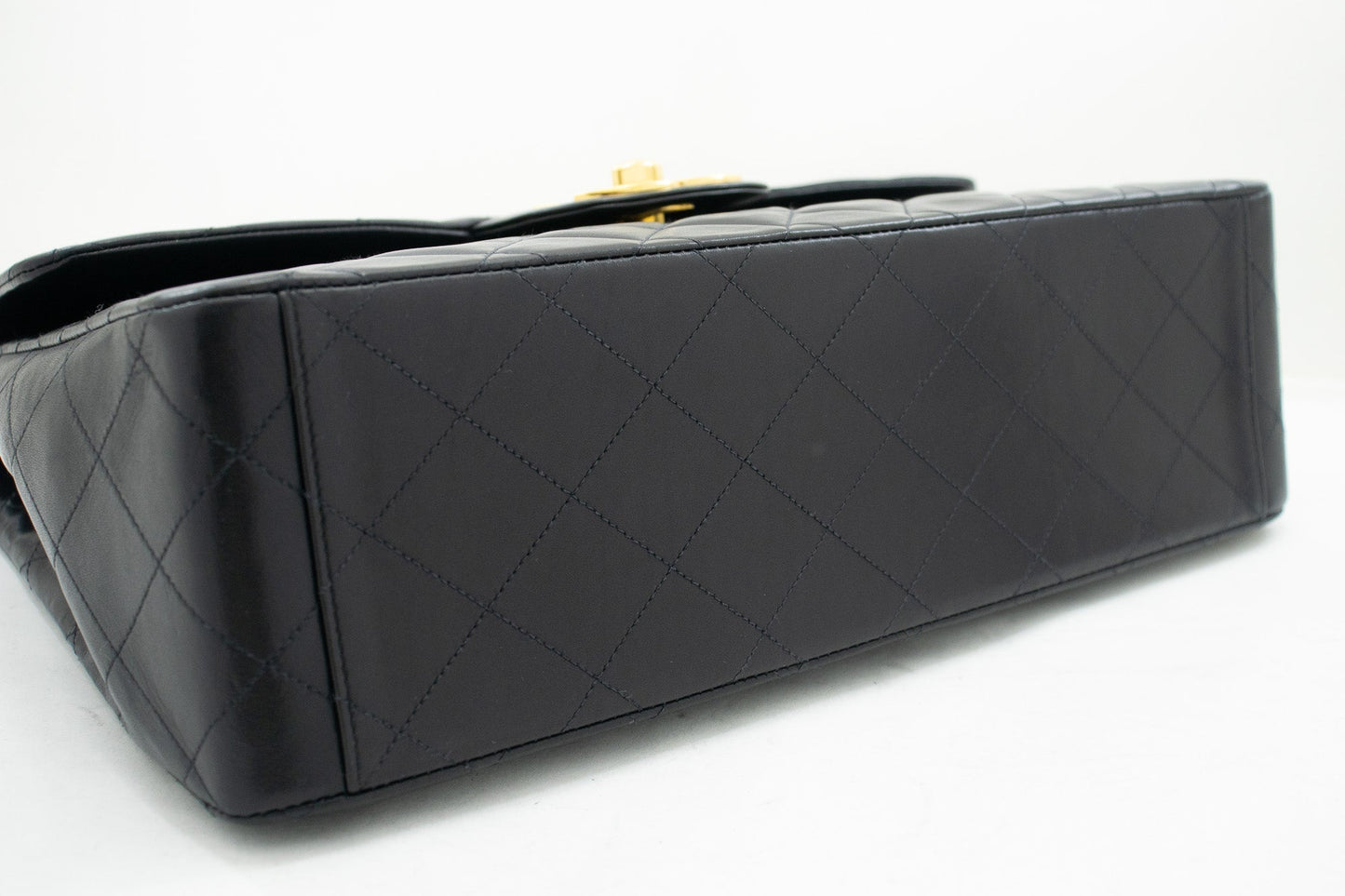 CHANEL Classic Large 13" Flap Chain Shoulder Bag Black Lambskin j63