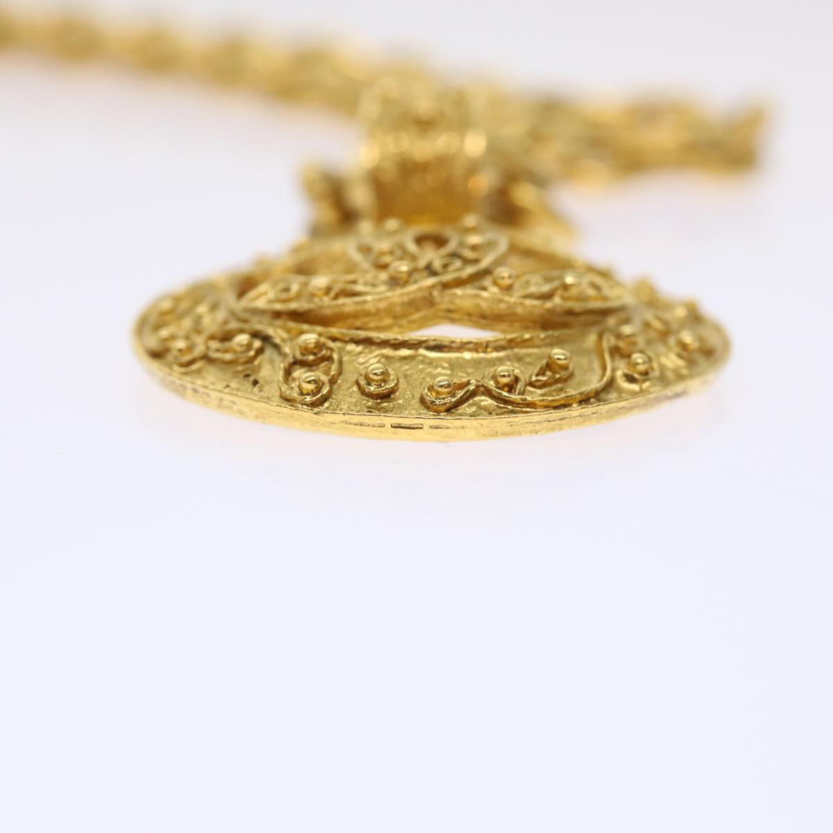 CHANEL Chain Necklace Gold Tone CC 47582A