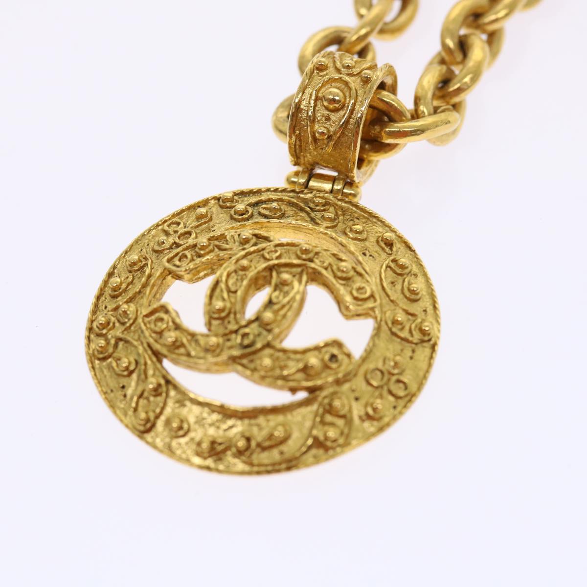CHANEL Chain Necklace Gold Tone CC 47582A