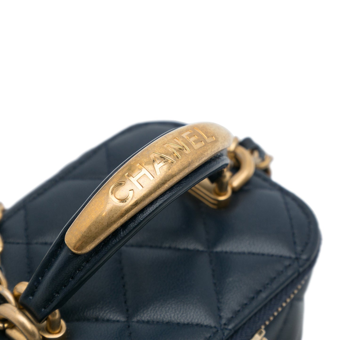 Blue Chanel Small Lambskin Top Handle Vanity Bag Satchel