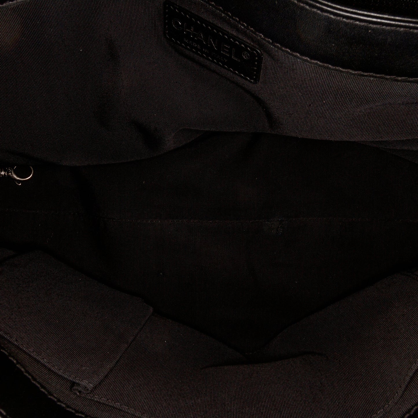 Black Chanel Patent Boy Reverso Shopping Tote