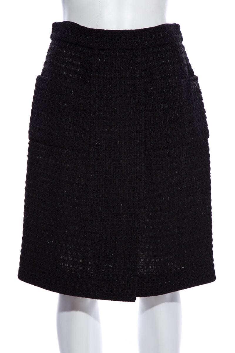 Chanel Black Tweed Skirt SZ 38