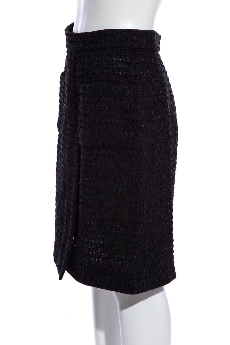 Chanel Black Tweed Skirt SZ 38