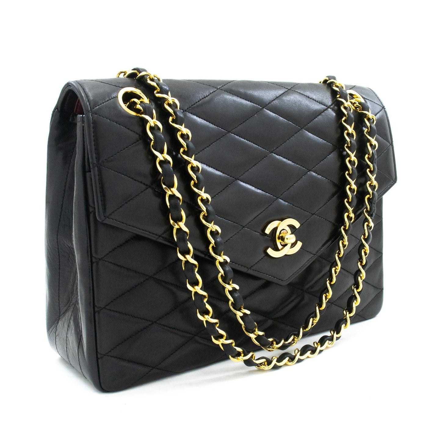CHANEL Vintage Envelope Chain Shoulder Bag Flap Quilted Lambskin k32