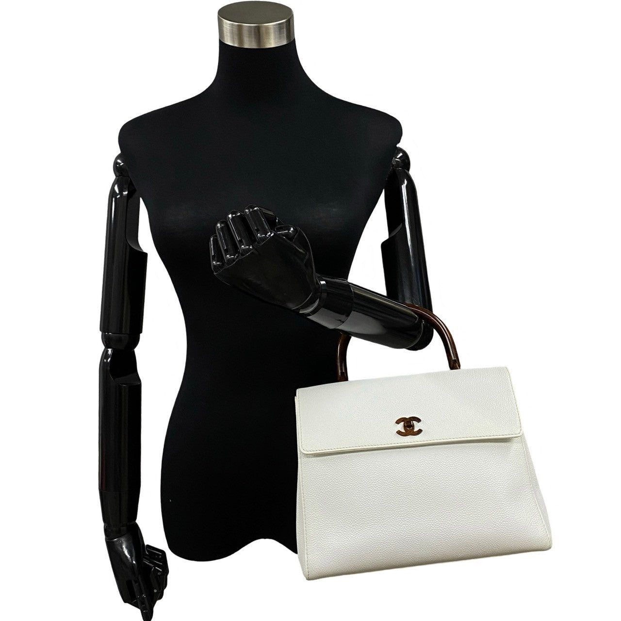 Chanel CC Caviar Top Handle Bag Leather Handbag