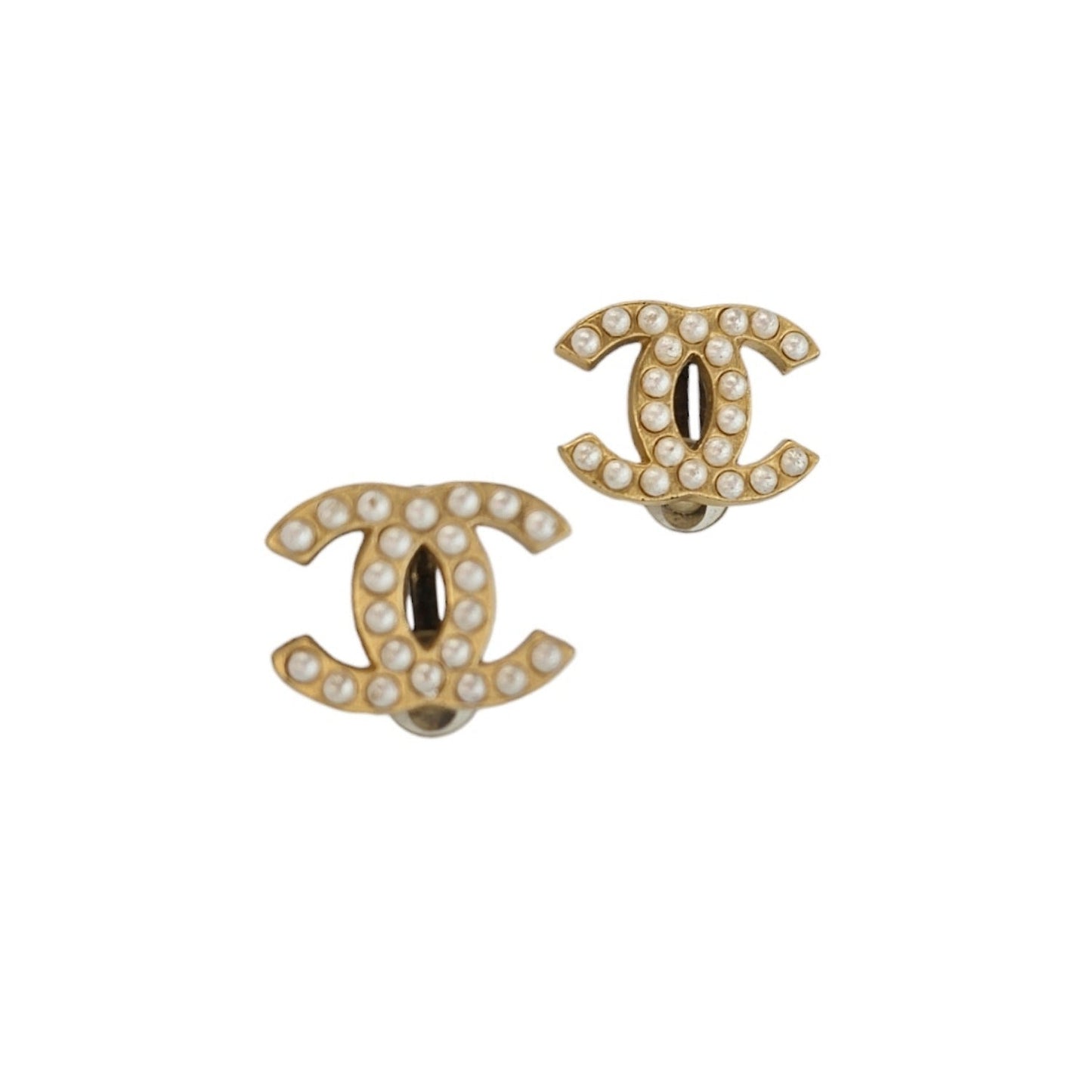 Chanel CC Faux Pearl Clip On Earrings