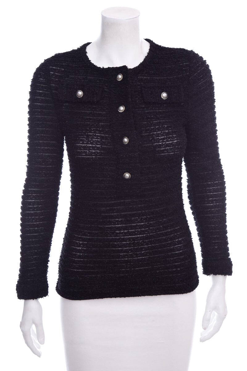 Chanel Black Tweed Sweater SZ 36