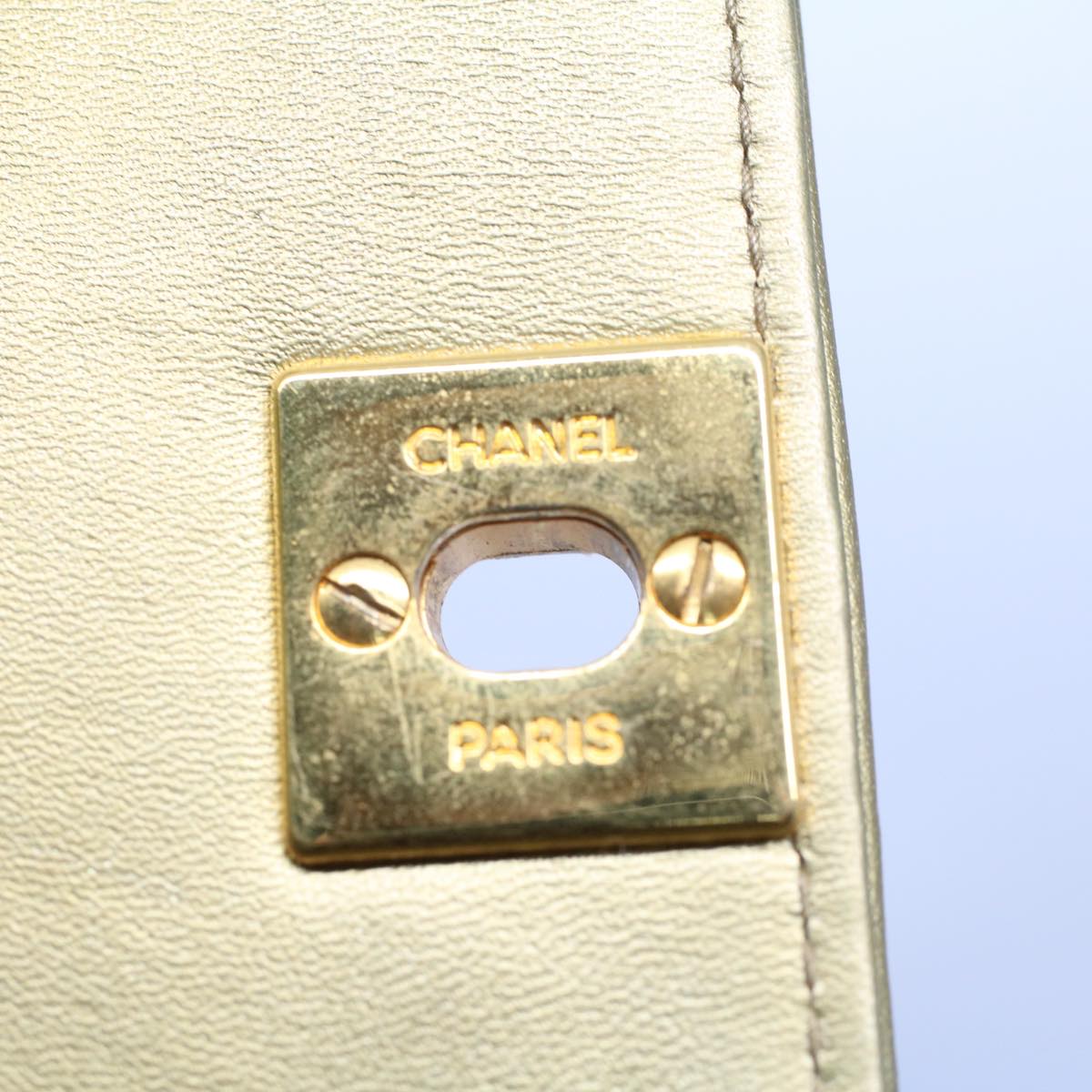 CHANEL Matelasse Turn Lock Chain Shoulder Bag Lamb Skin Gold CC 51274A