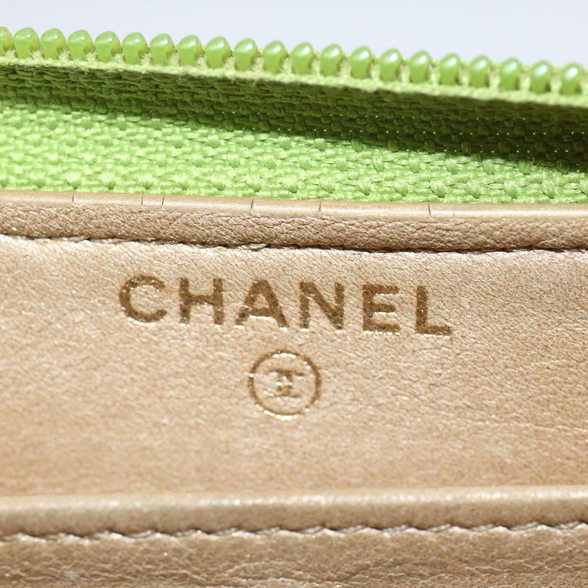 CHANEL Camelia Long Wallet Leather Green CC 52452