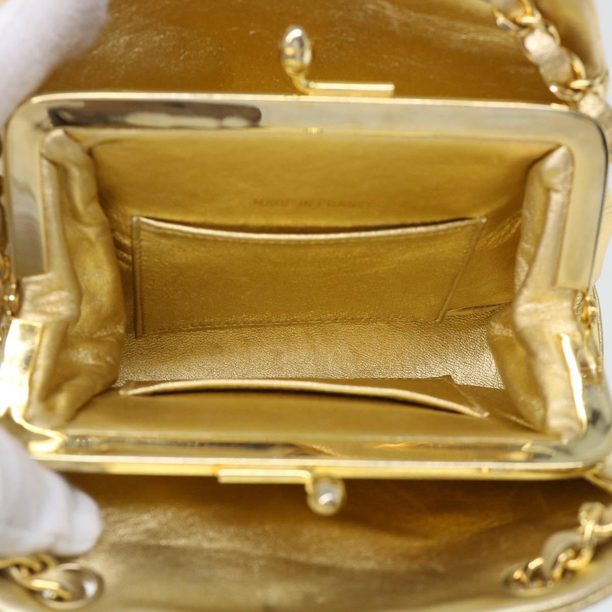 CHANEL Matelasse Chain Shoulder Bag Leather Gold CC 53015A