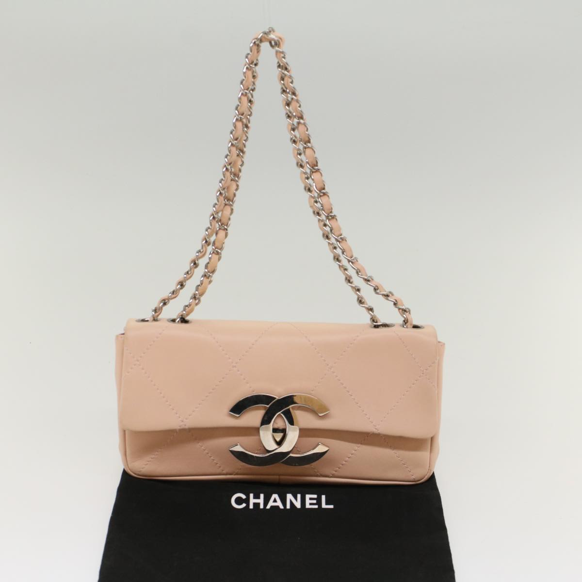 CHANEL Matelasse Chain Shoulder Bag Leather Pink CC 53097