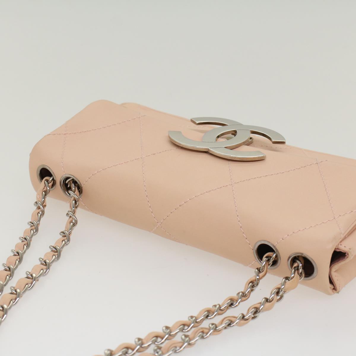 CHANEL Matelasse Chain Shoulder Bag Leather Pink CC 53097
