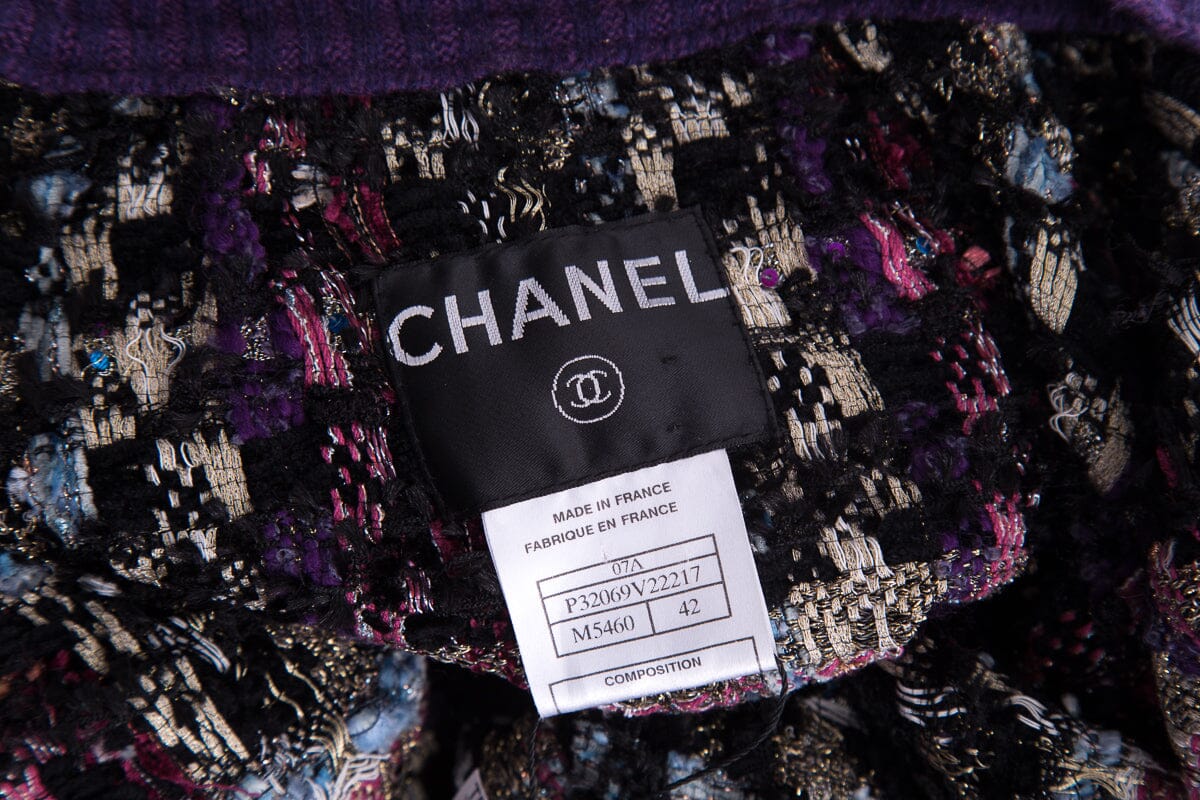 Chanel 2007 Purple & Black Tweed Sweater SZ 42