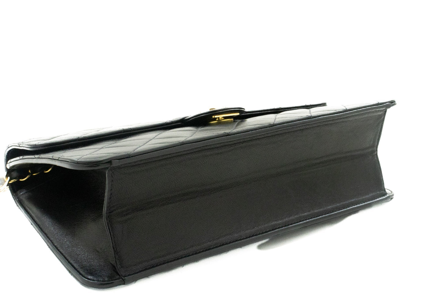 CHANEL Chain Shoulder Bag Clutch Black Quilted Flap Lambskin Purse k11
