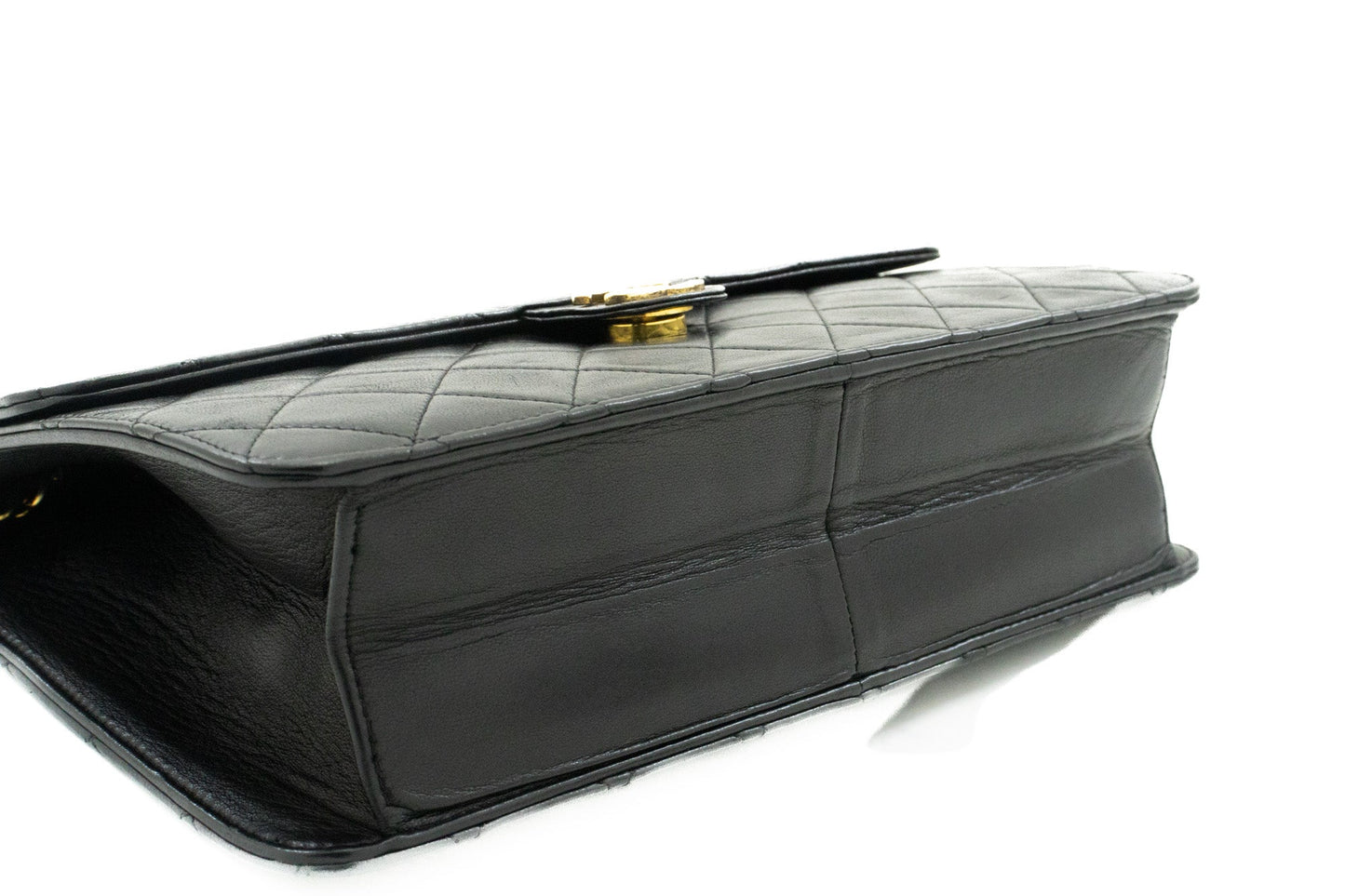 CHANEL Chain Shoulder Bag Clutch Black Quilted Flap Lambskin Purse k14