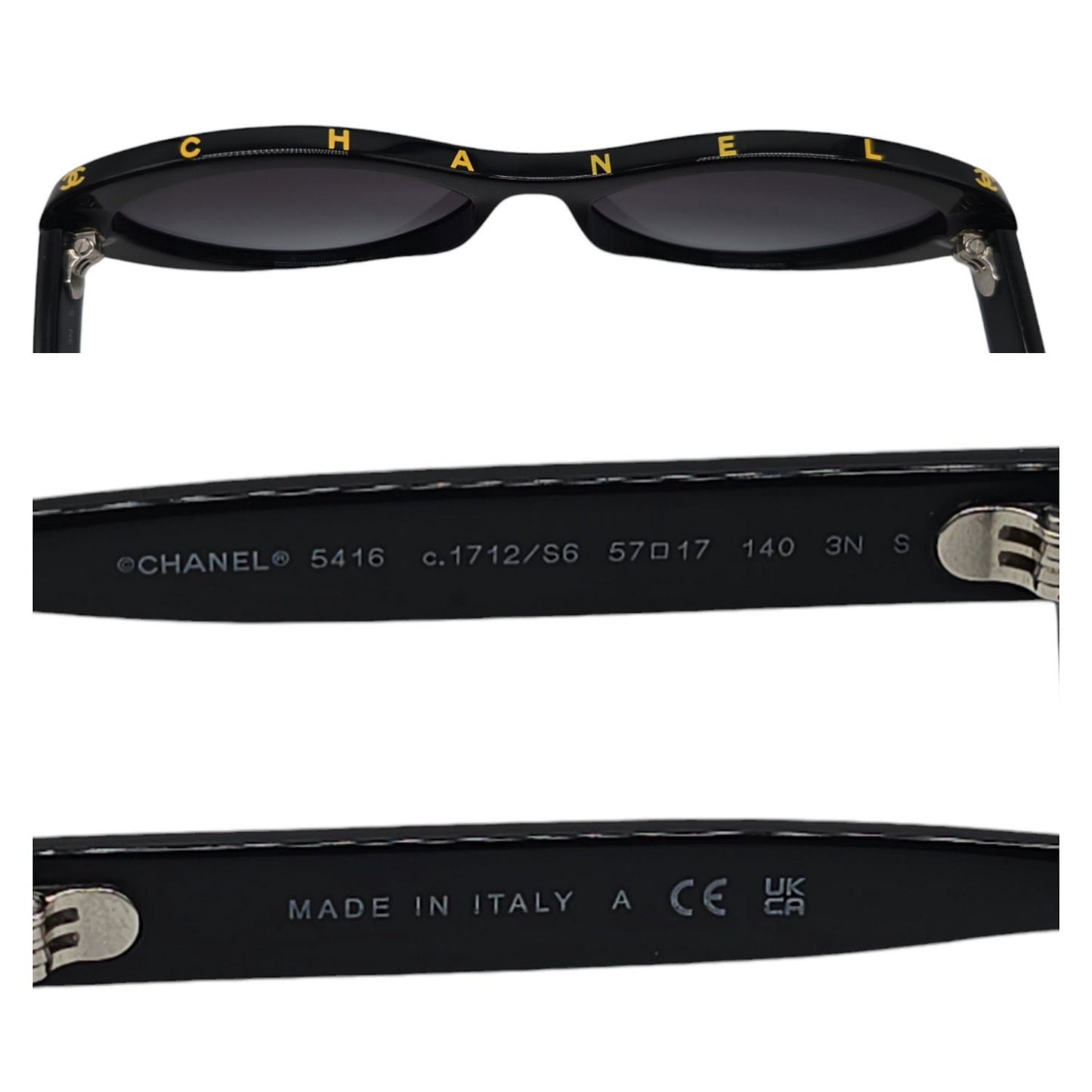 Chanel 5416 Black and Gold Oval Sunglasses