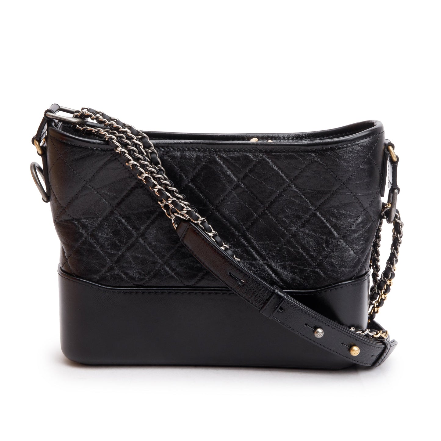 Chanel Black Aged Calfskin Leather Medium Gabrielle Hobo w/ Box & Authenticity Card