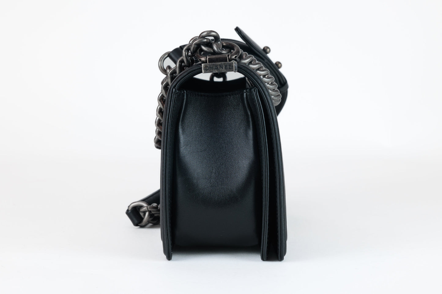 Chanel Black Metallic Copper Canvas Medium Boy Bag with Ruthenium Hardware