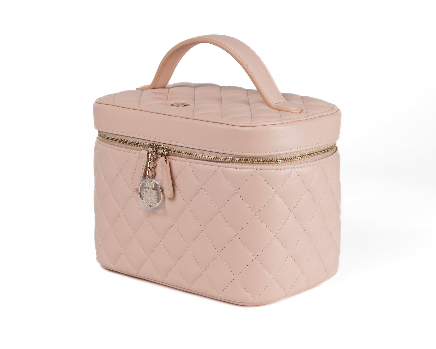 Chanel Blush Pink Lambskin Vanity Case with Gold Hardware
