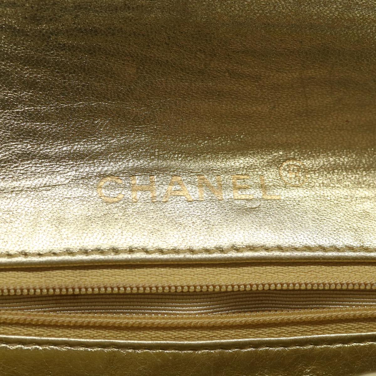 CHANEL Matelasse Chain Shoulder Bag Lamb Skin Gold CC 58346SA