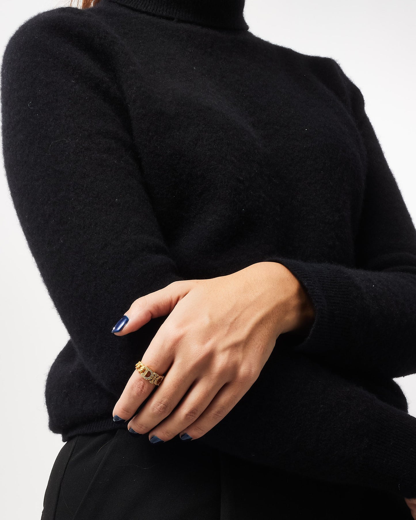 Dior Gold Logo Pav Chain Evolution Ring - S