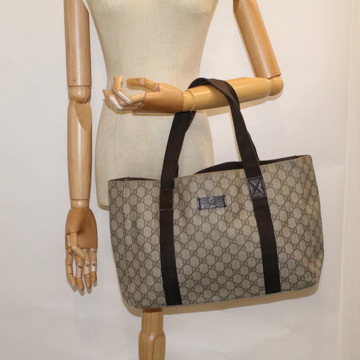 GUCCI GG Canvas Tote Bag Coated Canvas Beige 141624 58802