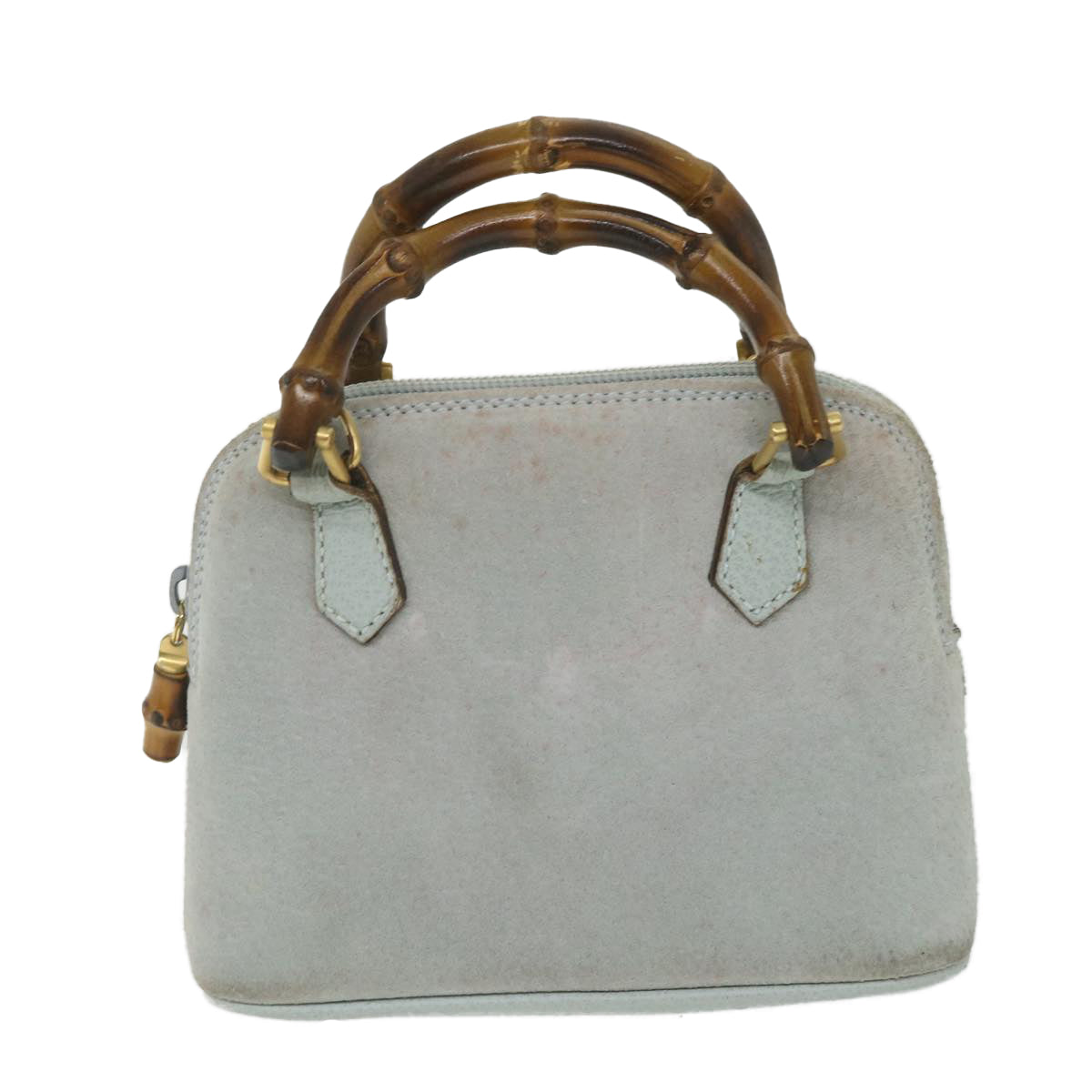 GUCCI Bamboo Hand Bag Suede 2way Light Blue 007 2865 0231 59001