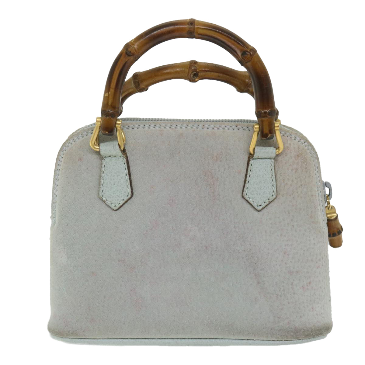 GUCCI Bamboo Hand Bag Suede 2way Light Blue 007 2865 0231 59001