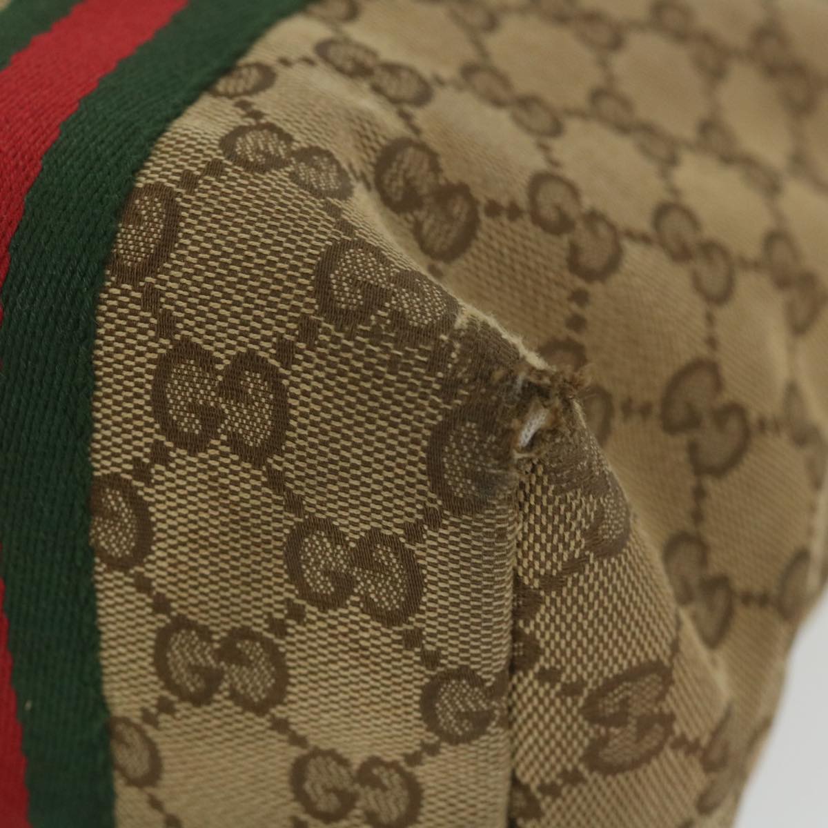 GUCCI GG Canvas Web Sherry Line Tote Bag Beige Red Green 137396 59566