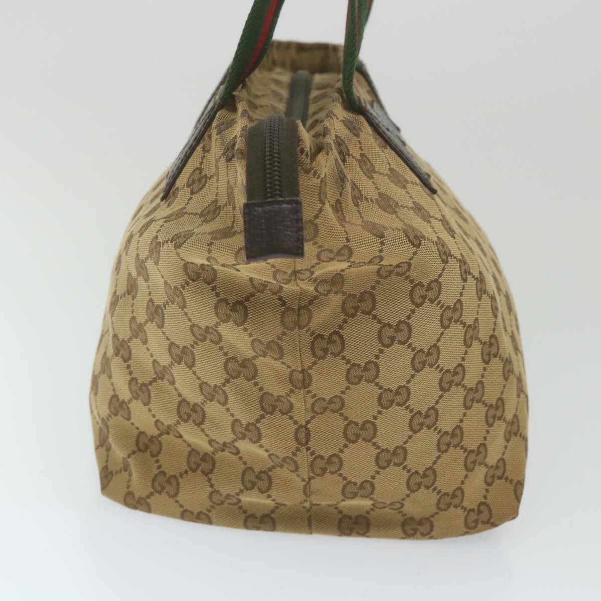 GUCCI GG Canvas Web Sherry Line Tote Bag Beige Red Green 131230 59707