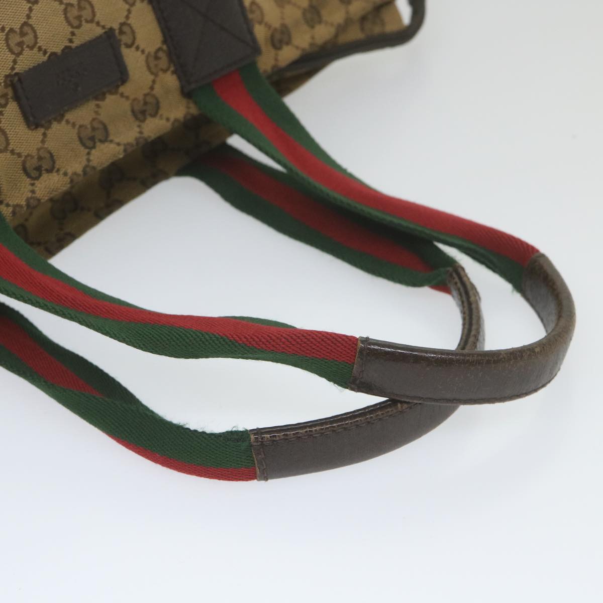 GUCCI GG Canvas Web Sherry Line Tote Bag Beige Red Green 131230 59707