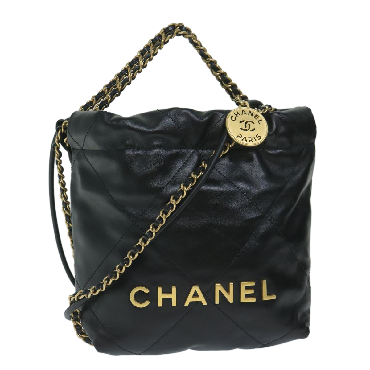 CHANEL CHANEL 22 Chain Hand Bag Leather Black AS3980 CC 59889S