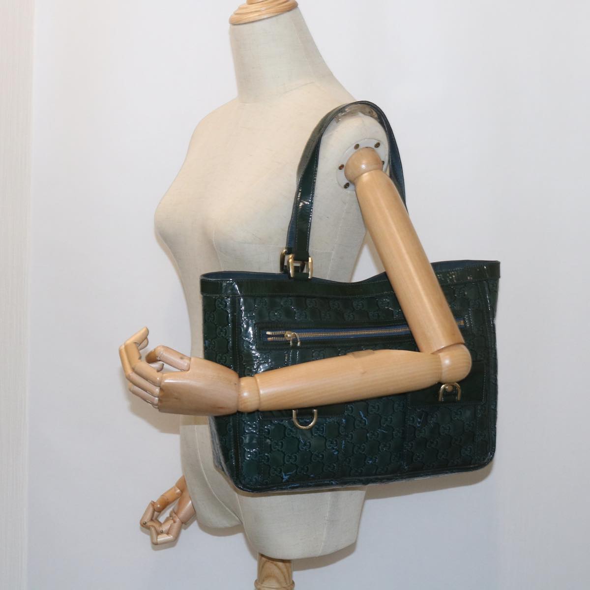 GUCCI GG Canvas Tote Bag Green 146247 59965