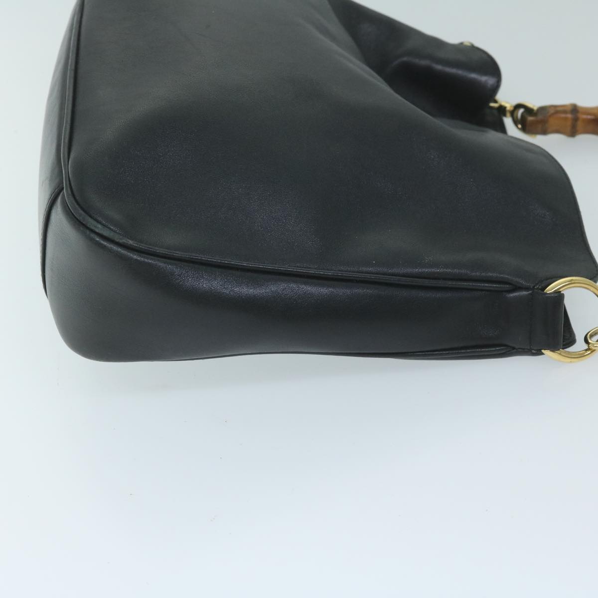 GUCCI Bamboo Shoulder Bag Leather Black 001 1705 1638 59973