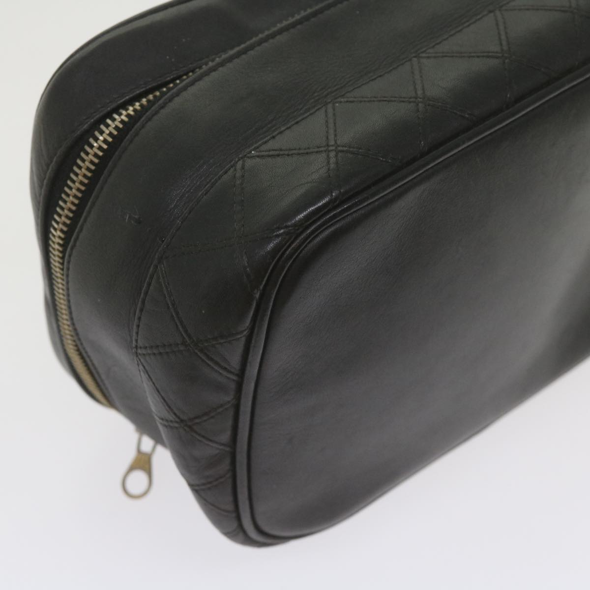 CHANEL Vanity Cosmetic Pouch Leather Black CC 59984