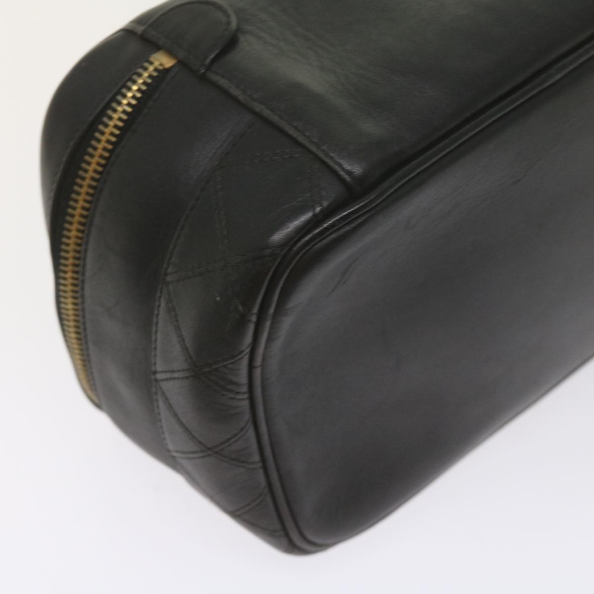 CHANEL Vanity Cosmetic Pouch Leather Black CC 59984