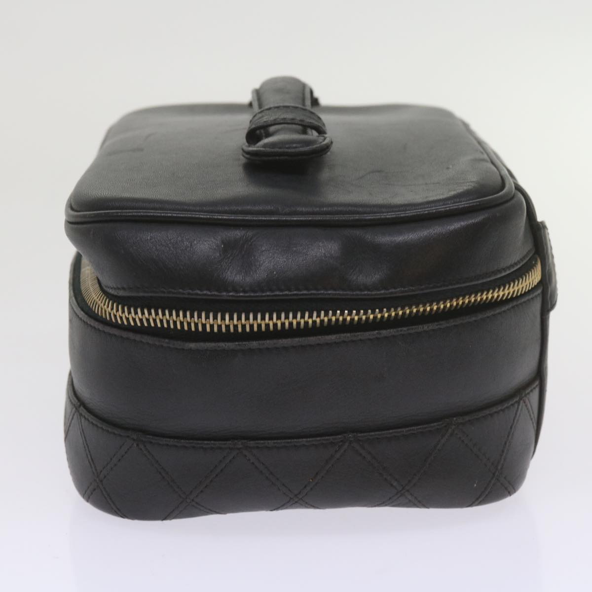 CHANEL Vanity Cosmetic Pouch Leather Black CC 59984