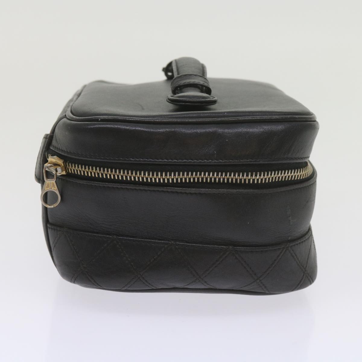 CHANEL Vanity Cosmetic Pouch Leather Black CC 59984