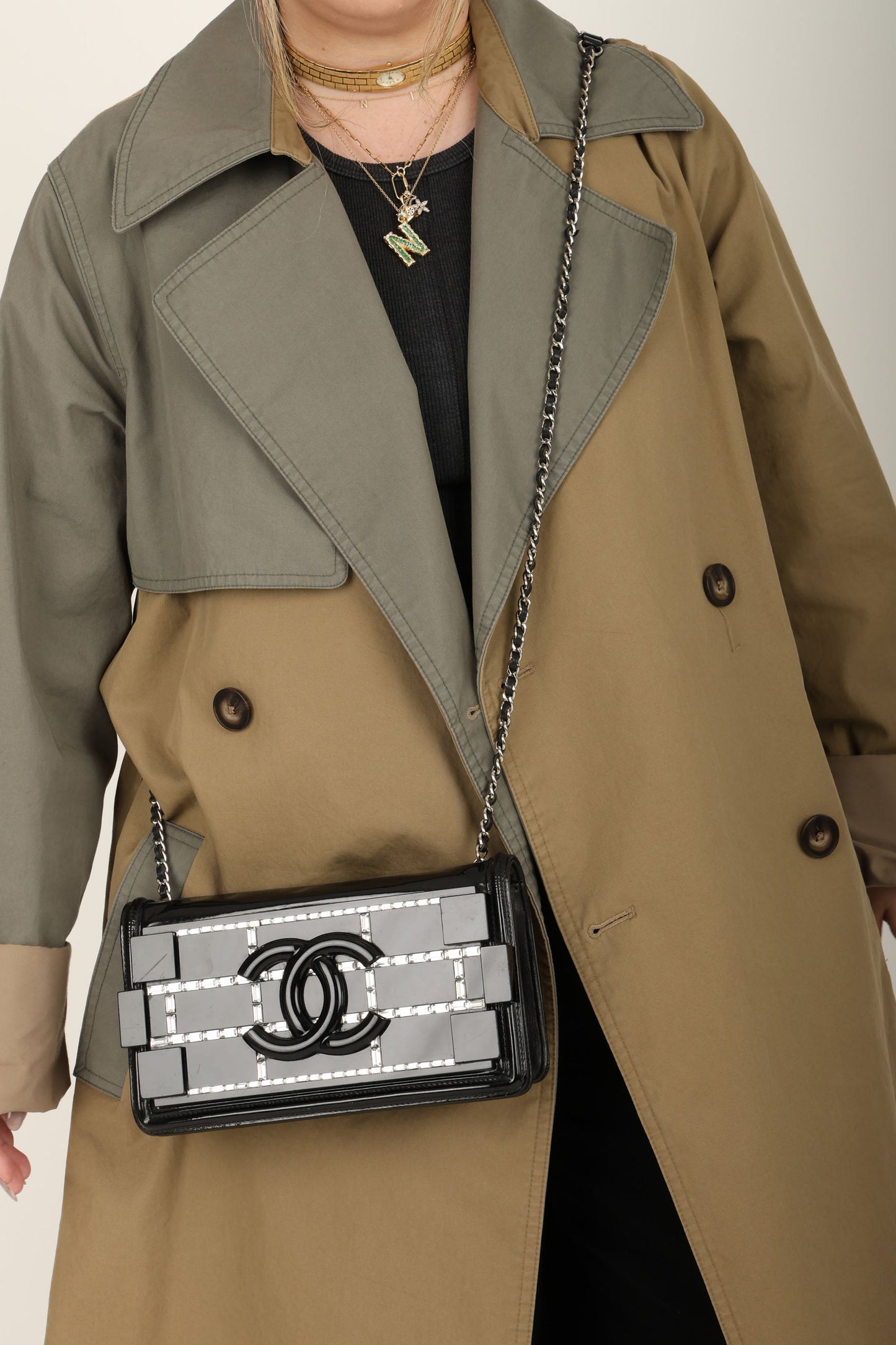 Chanel 2014 Patent Brick Crystal Flap